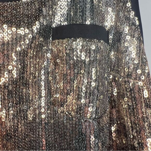 Bebe Sequined Racerback Tank Top Womens Small Black Gold - Picture 3 of 5